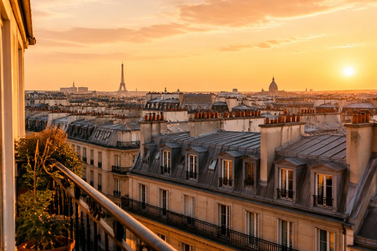 Toits de Paris au coucher du soleil
